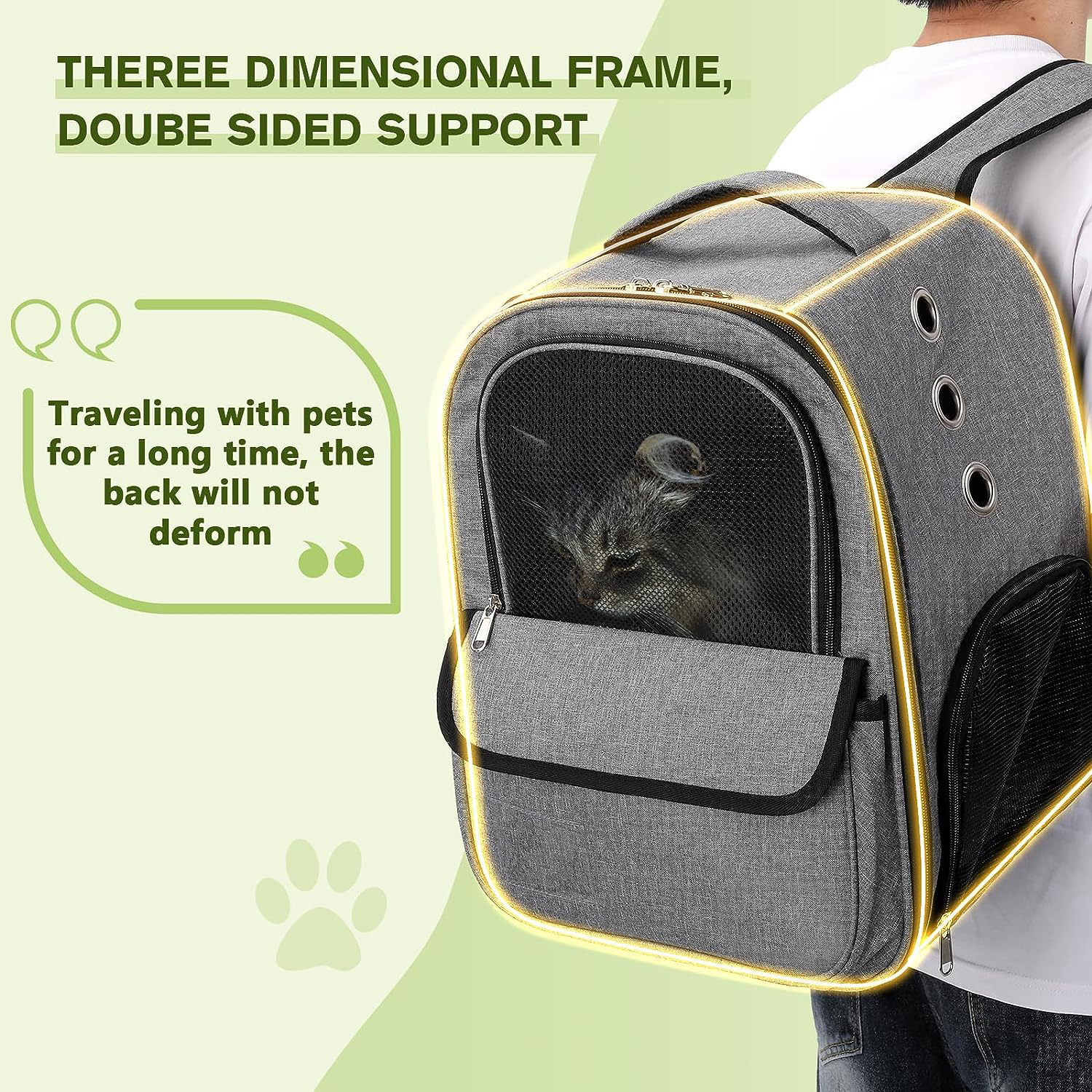 Customization Mesh Cat Travel Backpack Soft Sided Collapsible Dog Carriers Bag Portable Pet Carrier