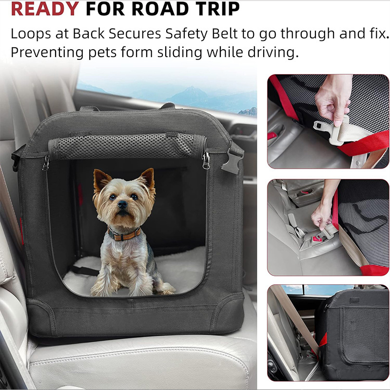 Large Cat Carrier Soft Dog Crate Collapsible Travel Pet Carrier Bag With Warm Blanket Foldable Bowl