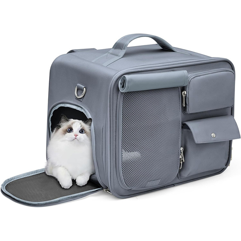 Collapsible Soft Pet Cat Carrier Airline Approved Pet Carrier Cat Backpack Carrier with Safety Lock Zipper