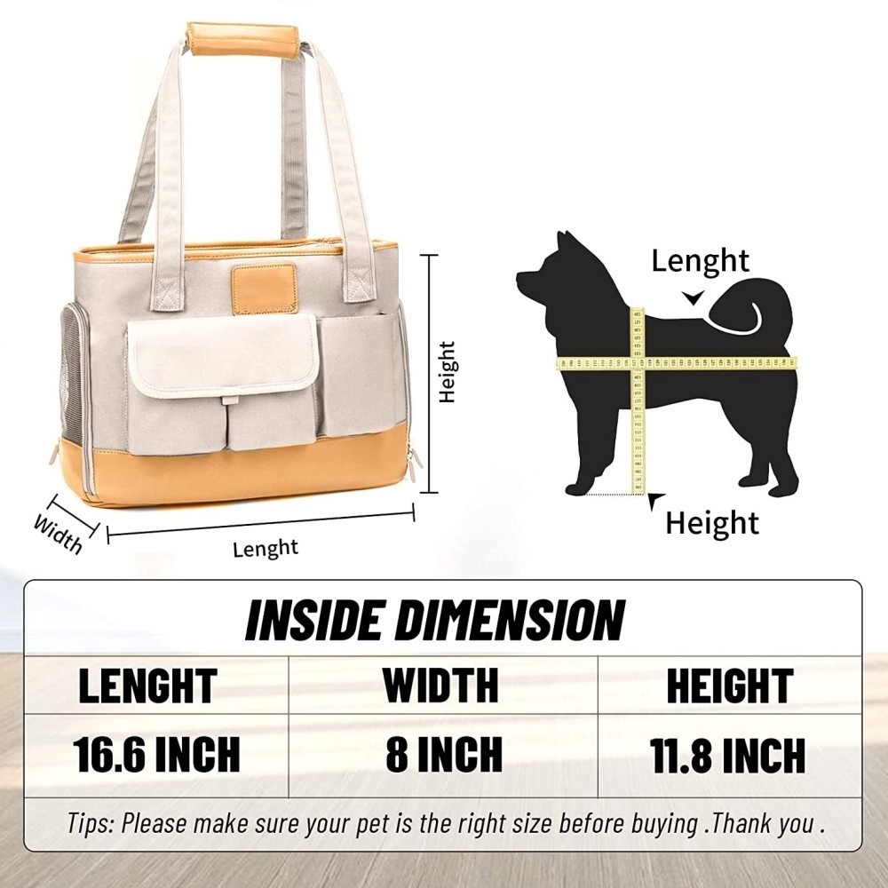 Cat Dog Pet Carrier, Foldable Waterproof Premium PU Leather Oxford Cloth Dog Purse, Portable Bag Carrier for Dog