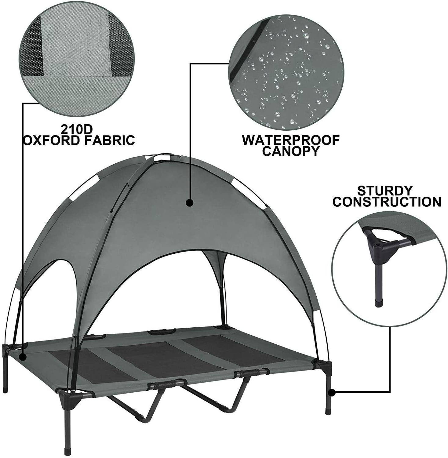 Outdoor Elevated Dog Bed With Removable Canopy Cooling Raised For Outdoor Camping