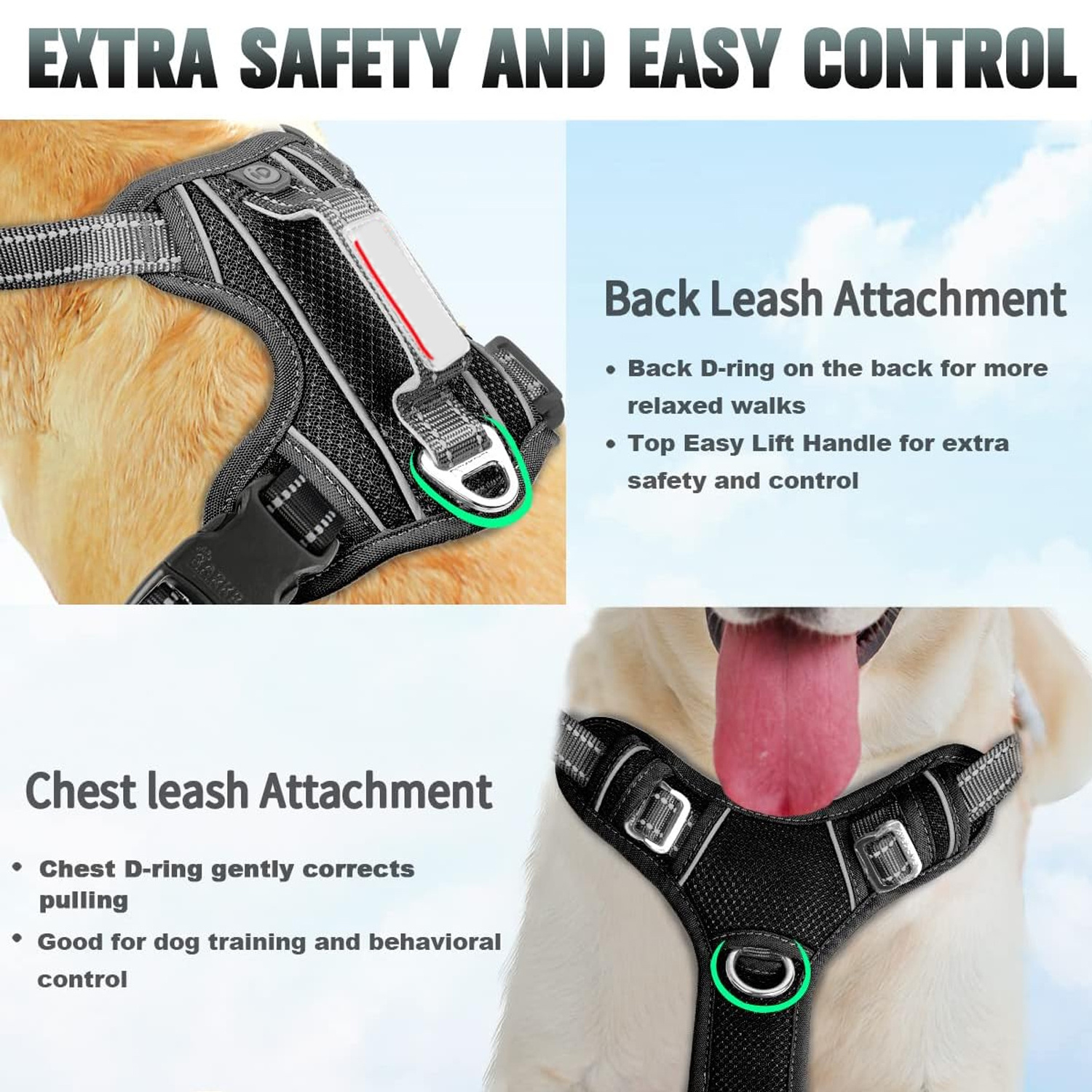 Luxury Custom Soft No Pull Front Clip Dog Harness Vest Soft Padded Pet Harness For Large Medium Small Dogs