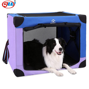 Ownpets Portable Dog Crate Collapsible Travel Dog Soft Crate 3-Door Dog Kennel for Indoor and Outdoor(Blue and Purple)