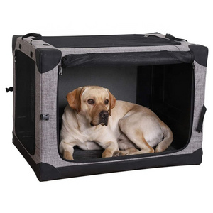 Door Portable Folding Dog Crate Kennel with Mesh Mat Strong Steel Frame Locking Zippers for  Outdoor Travel Dog Kennel Carrier