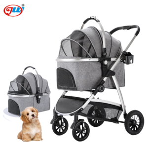 Pet Stroller Carrier For Dogs Cats 2022 New Aluminum Tube Detachable Foldable Portable Breathable Multifunctional Pets Cart