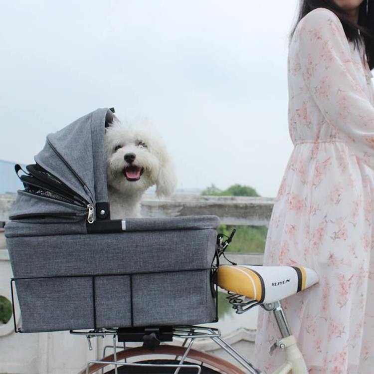 Dog Bike Basket Bag Pet Carrier, Cat Car Seat with Safety Rope, Adjustable Shoulder Strap Portable Breathable Bicycle Basket Bag