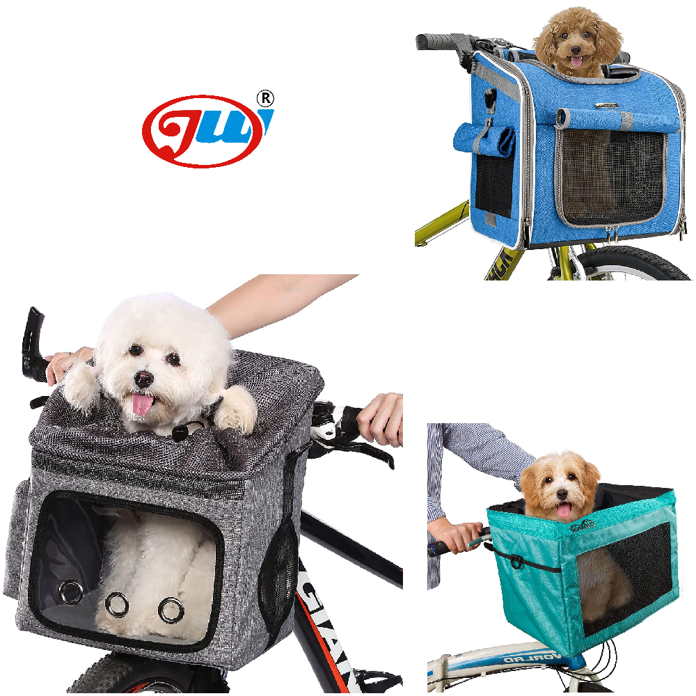 Dog Bike Basket Bag Pet Carrier, Cat Car Seat with Safety Rope, Adjustable Shoulder Strap Portable Breathable Bicycle Basket Bag