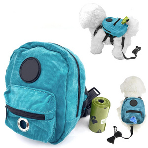 Dog Backpack Harness Dog Poop Bag Dispenser Pet Self Carrier Adjustable Travel Hiking Walking Harness Backpack