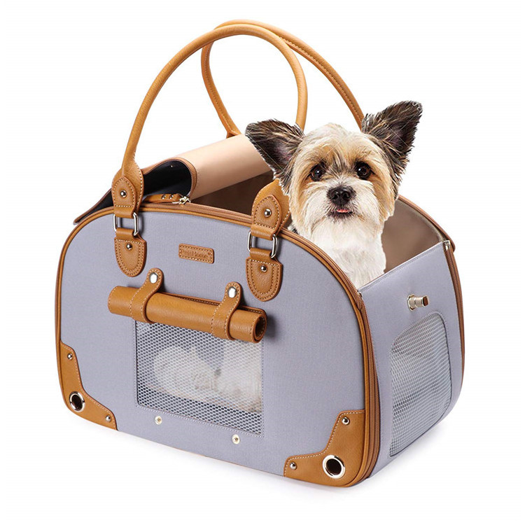 Luxury Pet Dog Carrier Bag PU Leather Cat Travel Carrying Handbag For Outdoor Walk Hiking