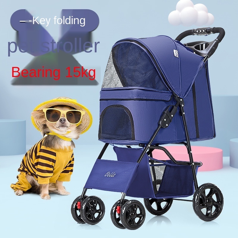 Lightweight Folding Pet Trolley Dog Cat Stroller Pet Car Cage Out Car Small