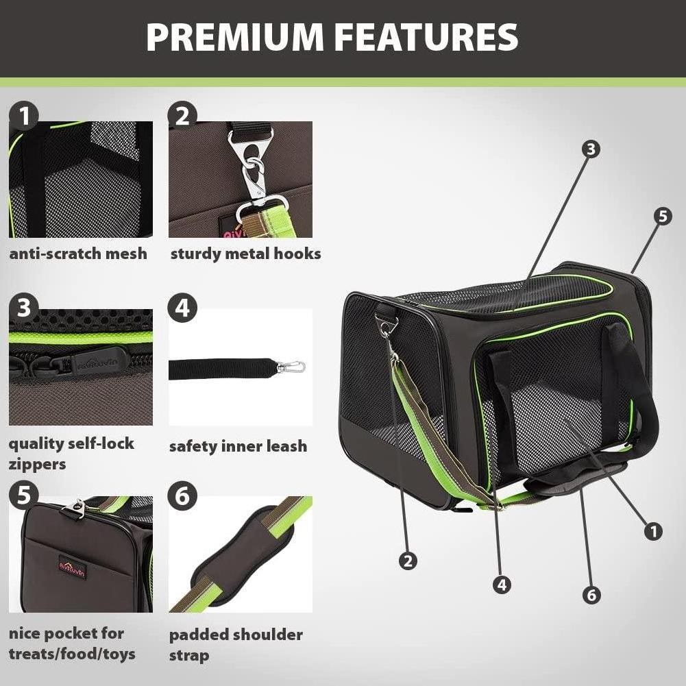 Soft Pet Carrier for Dog Cats, Pet Travel Carrier, Collapsible for Puppy Up to 20lbs, Extra Spacious Portable Dog Crate