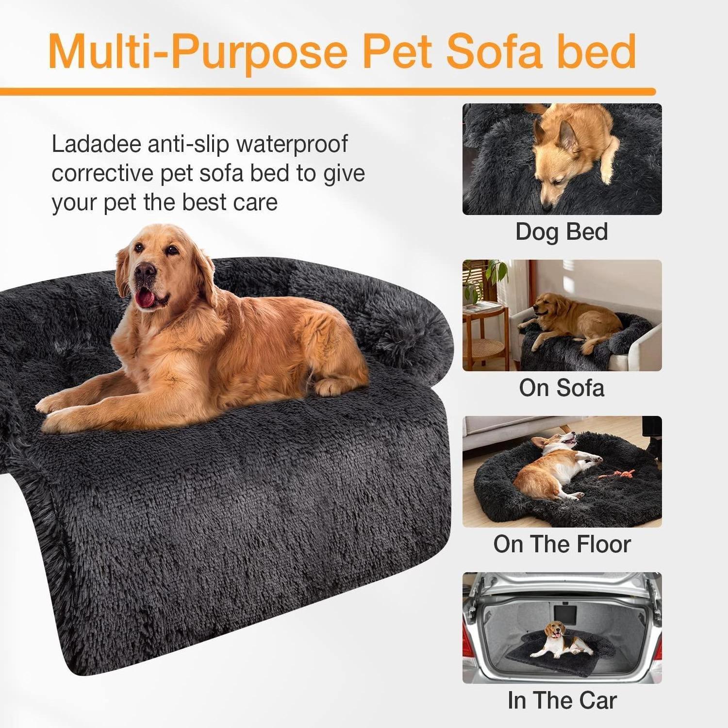 ZYZPET Dogs Couch Calming Bed Washable Waterproof, Pet Couch Cover for Dog landing Sofa Bed Protector Cover, Plush Dog Bed Mat