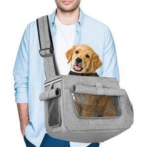 Dog Sling Carrier Pet Tote Bag Soft Cat Carrier With Breathable Windows Hand-Free For Outdoor Travel