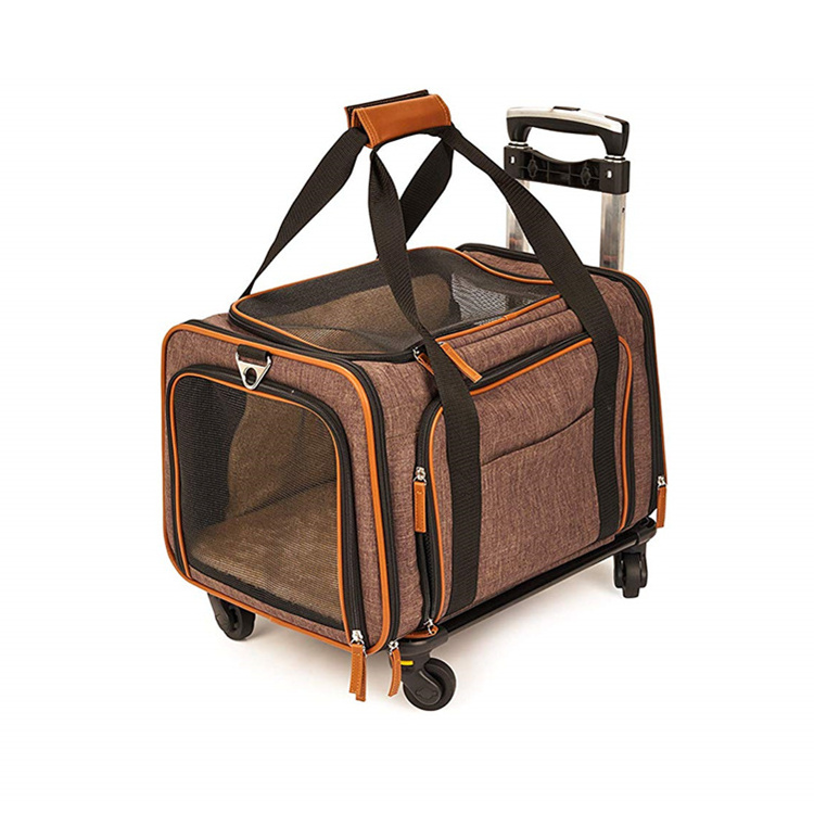 Airline Approved Best Large on Wheels Stroller Trolley Pet Rolling Pet Bag Dog Cat Carrier With Wheels Custom Logo