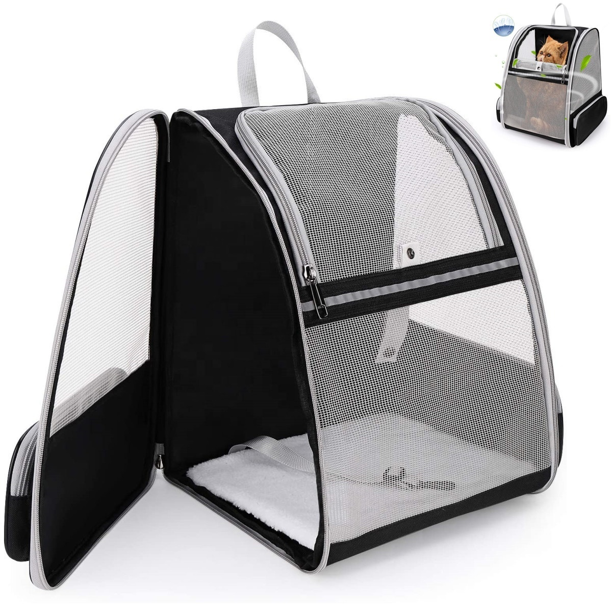 Breathable Pet Cat Carrier Backpack Large Cat Dogs Carrying Bag Folding Pet Chest Portableairline approved pet travel carrier