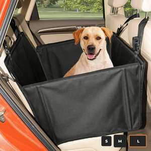 Reinforced Car Dog Seat with 4 Fastening Straps Waterproof Pet Car Seat for The Back Seat of The Car(L Size, Black)