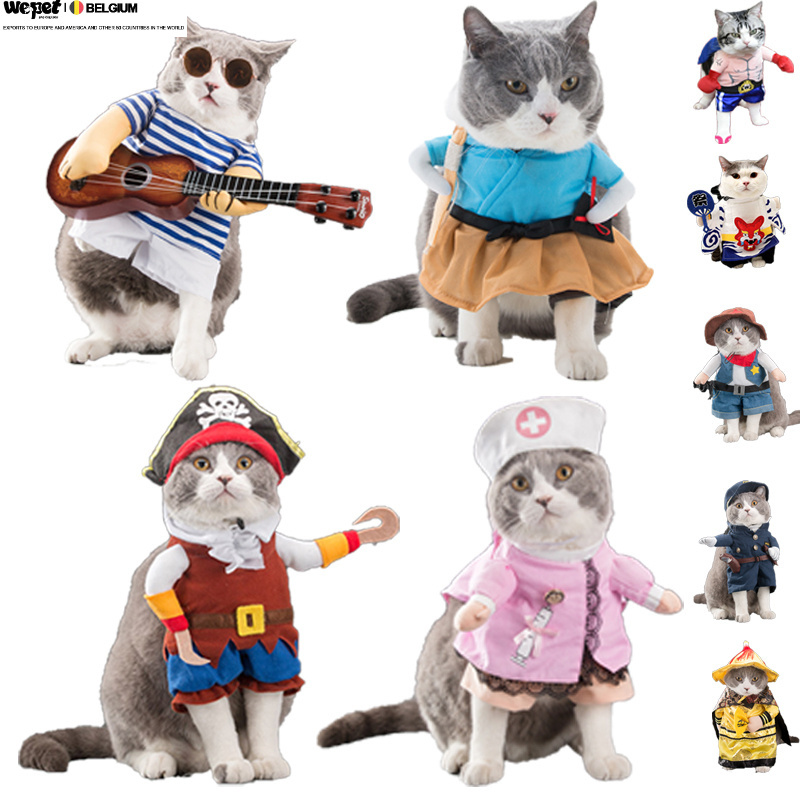 Cat Cosplay Suit For Cats Clothes Firecrackers Corsair Cowboy Cute Costumes Pirate Things Fancy Kitty Funny Dog Hat Accessories