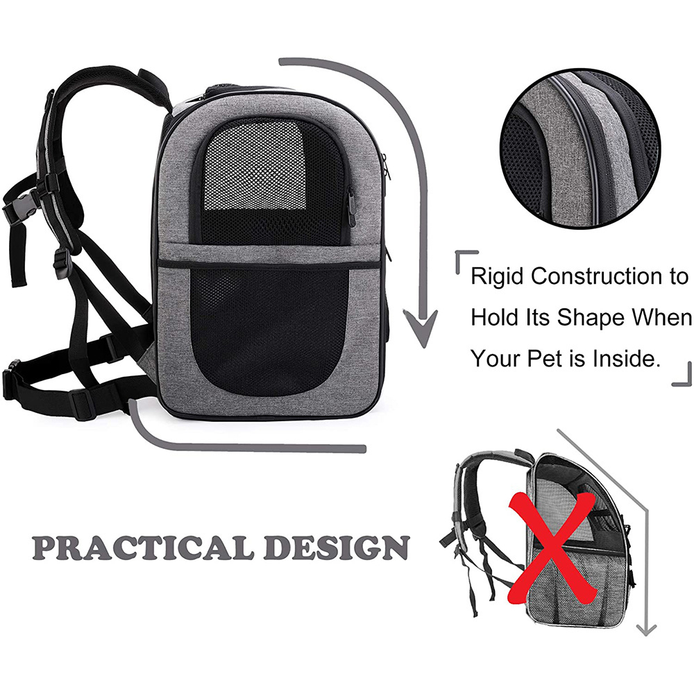 Pet Carrier Backpack for Small Cats and Dogs, Safety Features and Cushion Back Support for Travel, Hiking, Outdoor Use