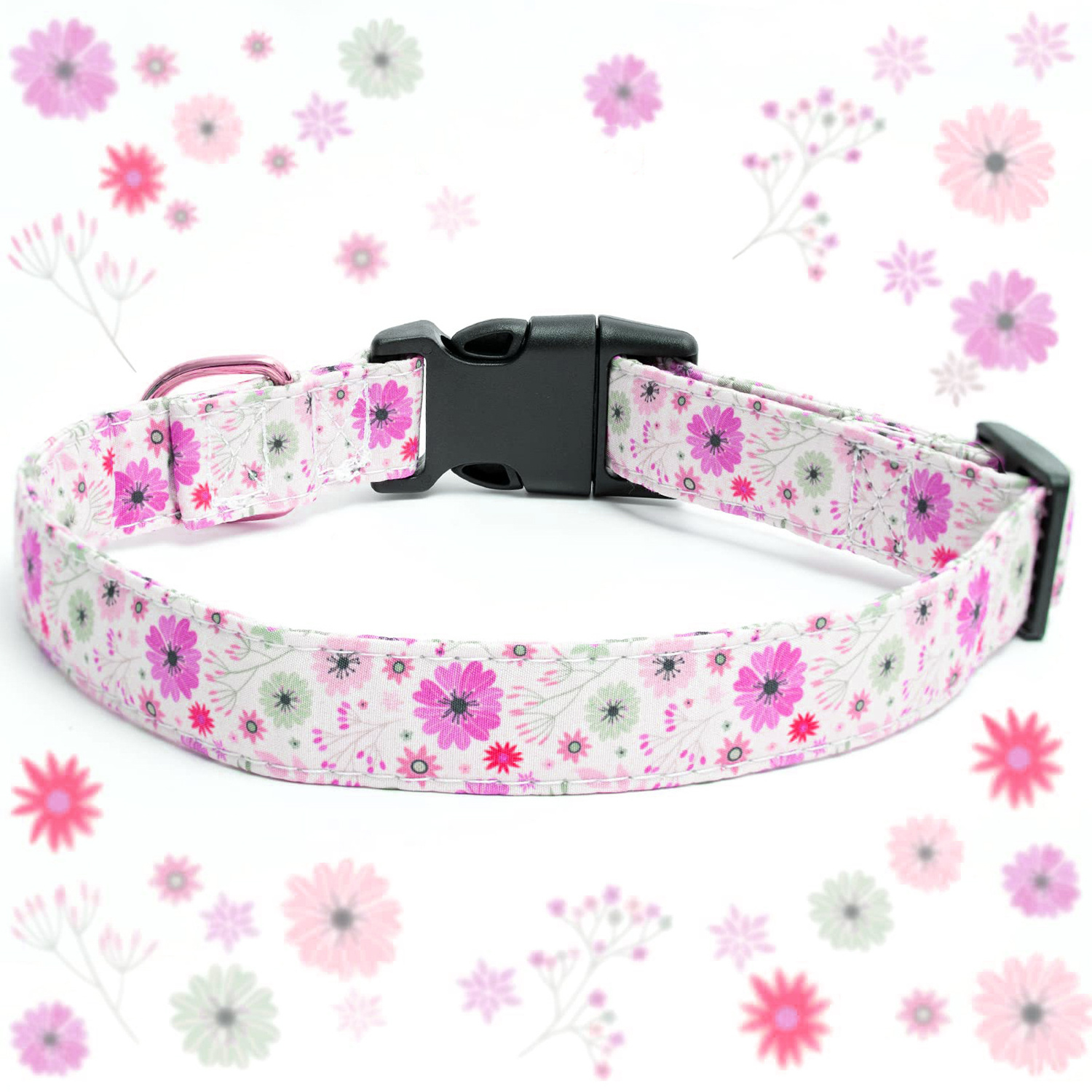 Custom Cotton Dog Collar Cute Flower luxury Dog Collar for Small Medium Large Dogs with Flower Charms