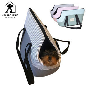 Foldable Travel Outdoor Dog Cat Carrier Bag Portable Breathable Striped Pet Handbag Puppy Tote Slings Front Bags All Seasons Pug