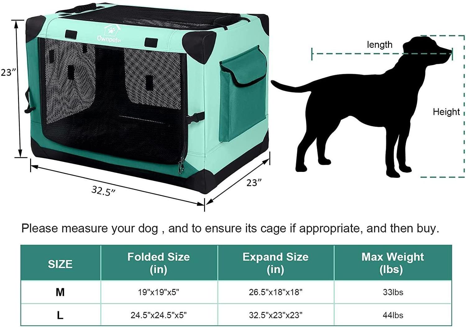 4 Door Dog Soft Crate Folding Portable Soft-Sided Crate with Strong Steel Frame and Mesh Mat for Indoor Outdoor Travel Dog Crate