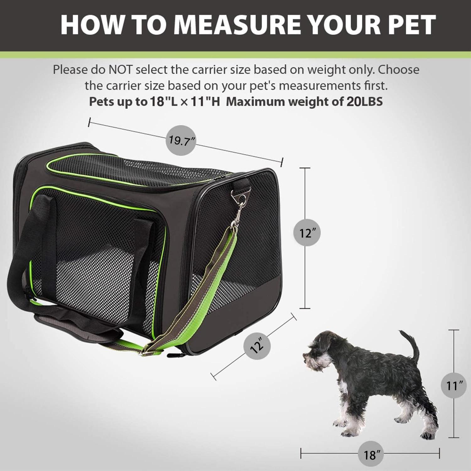 Soft Pet Carrier for Dog Cats, Pet Travel Carrier, Collapsible for Puppy Up to 20lbs, Extra Spacious Portable Dog Crate