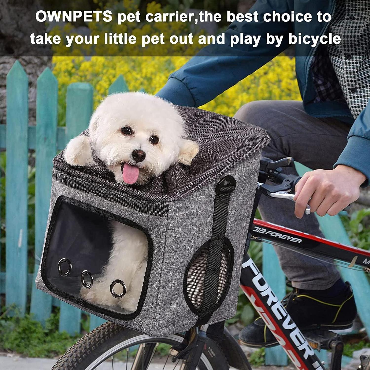 Dog Bike Basket Bag Pet Carrier, Dog Car Seat with Safety Adjustable Shoulder Strap Portable Breathable Bicycle Basket Bag