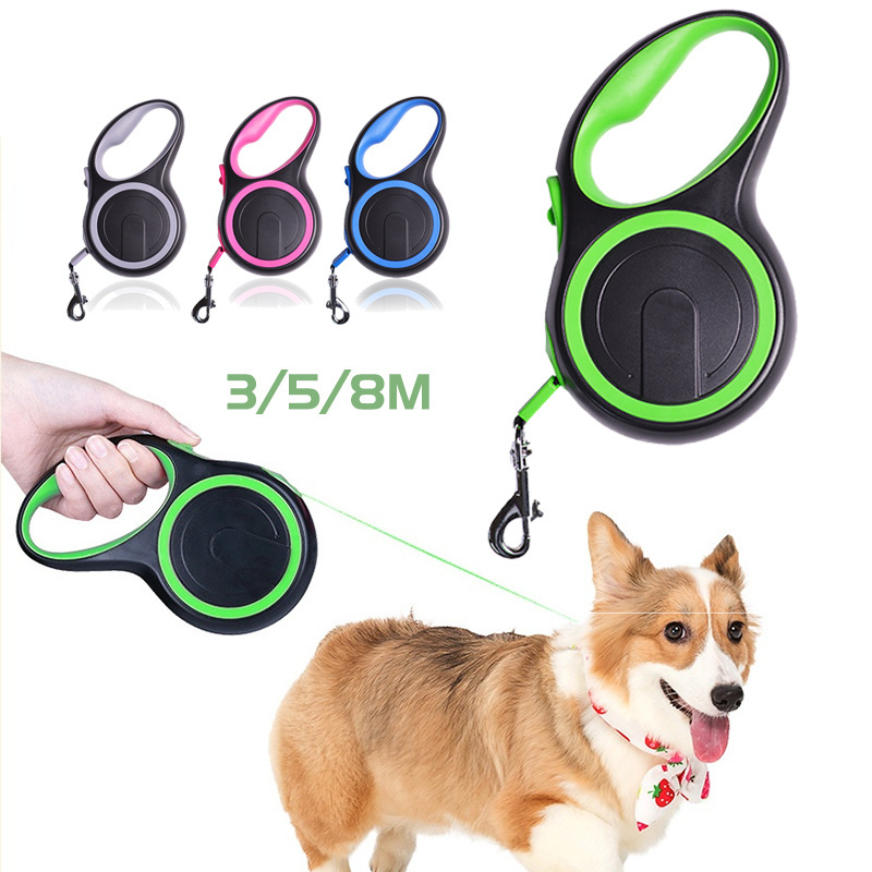 3/5/8m Dog Leash Belt Automatic Retractable Portable Pet Leash Strap Lanyard Small Medium Large Dog Lead Rope Extension Stuff