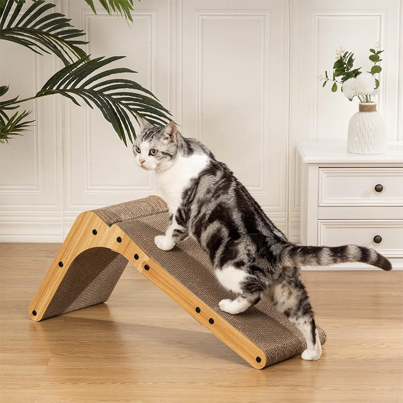 L Shape 26.8 Inch Cat Scratchers Protecting Furniture Cat Scratcher Pad Cardboard Cat Scratcher With Ball Toy