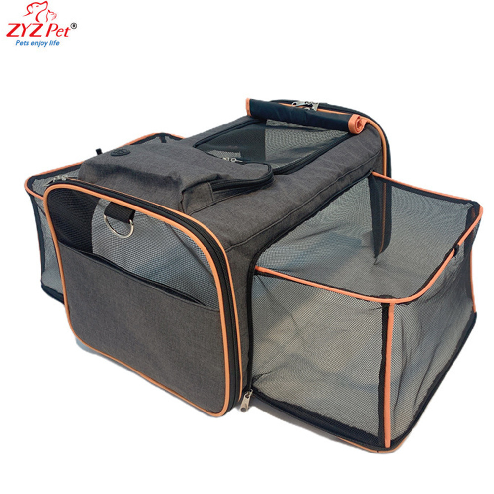 Airline Approved Cat Carrier - 2 Sides Expandable Pet Carrier, Cat Travel Carrier with Soft-Sided Pad, Collapsible Cat Carri