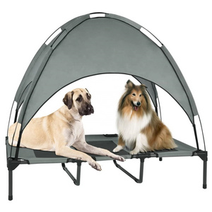 Outdoor Elevated Dog Bed With Removable Canopy Cooling Raised For Outdoor Camping