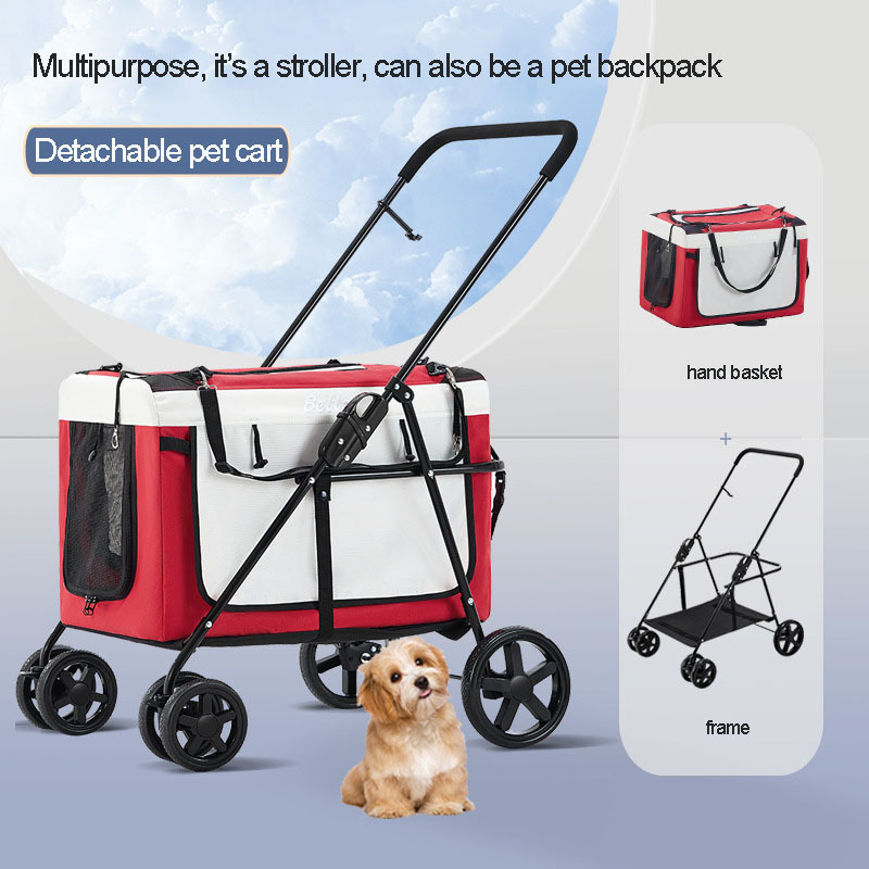 Detachable Pet stroller for large and medium dogs Large Capacity Storage Portable Foldable Dog Cat Trolley Outdoor Pull Cart