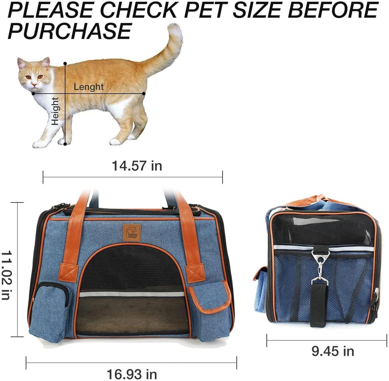 ZYZ Pet Carrier for kitten and medium puppy Airline Approved Soft cat backpack,Ventilated dog Travel bags,Car Seat Safe hiking