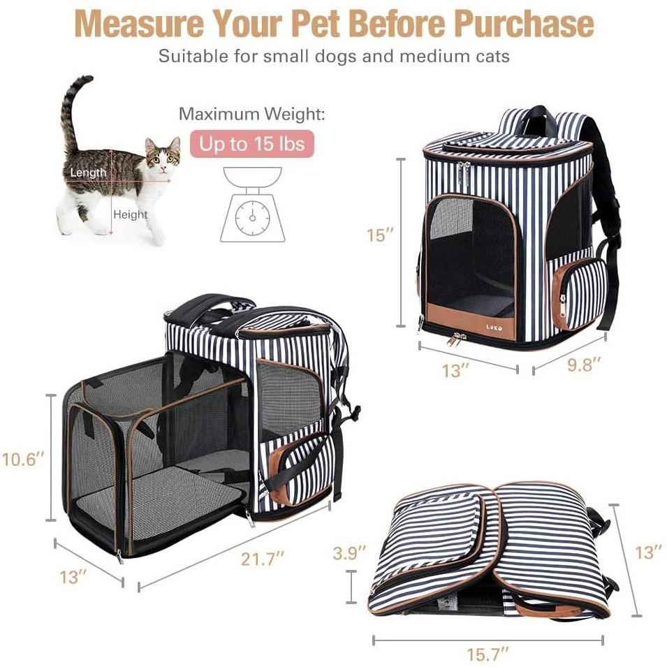 Cat Backpack Expandable Pet Backpack Carrier for Small Dogs Cats, Dog Backpack Bag, airline approved pet travel carrier