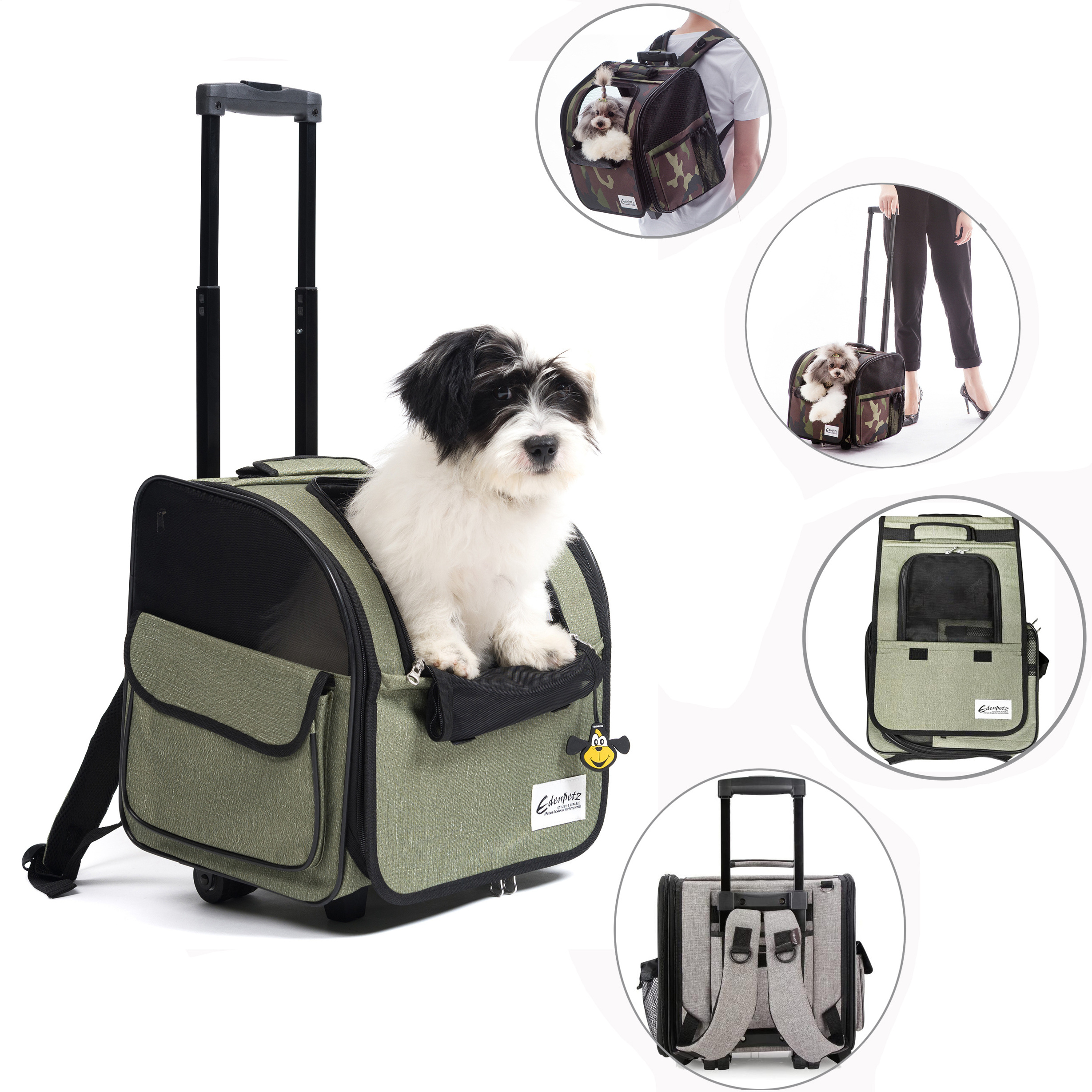 Large Pet Trolley Stroller Foldable Multifunctional Transport Airline Approved Dog Cat Carrier Backpack On Wheels