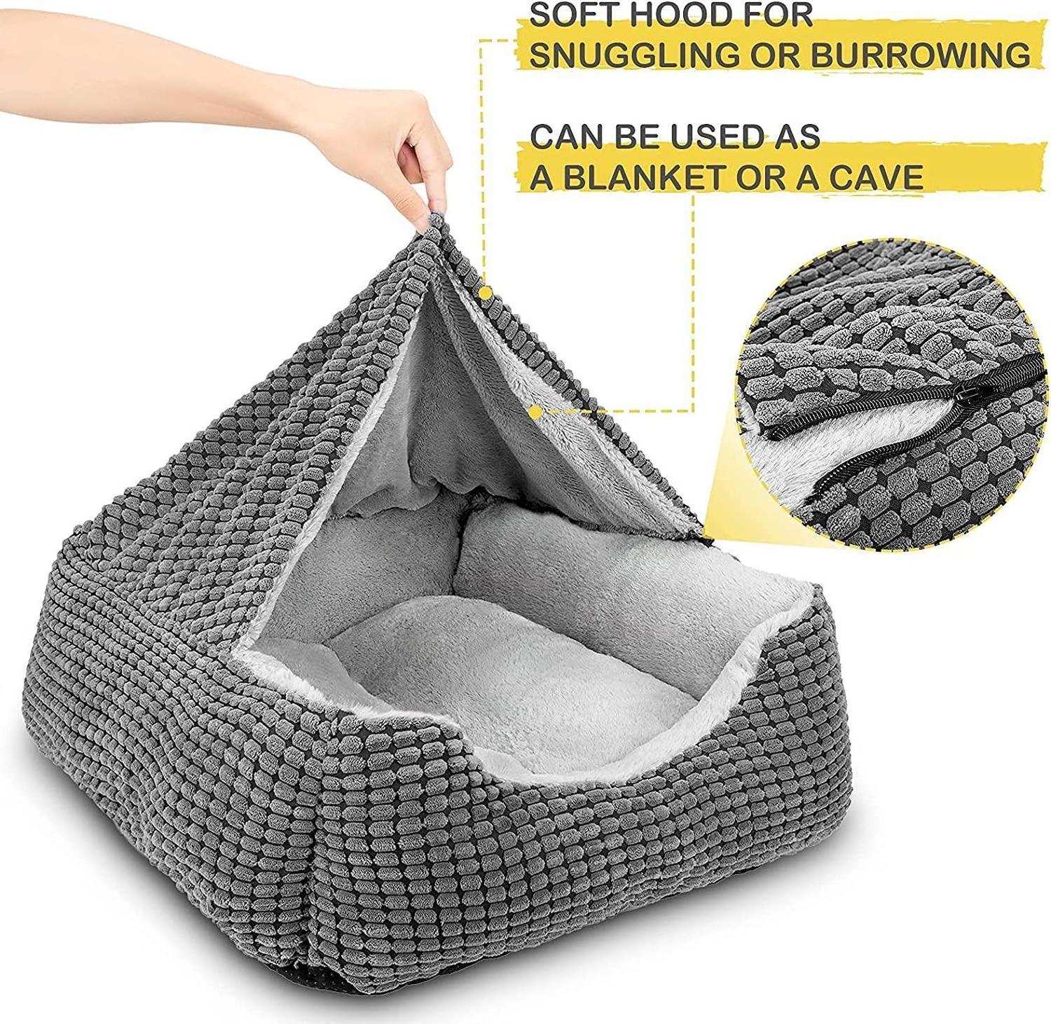 ZYZPET Dog Beds Cave Hooded Blanket Puppy Bed Luxury Cat Beds For Warmth And Machine Washable