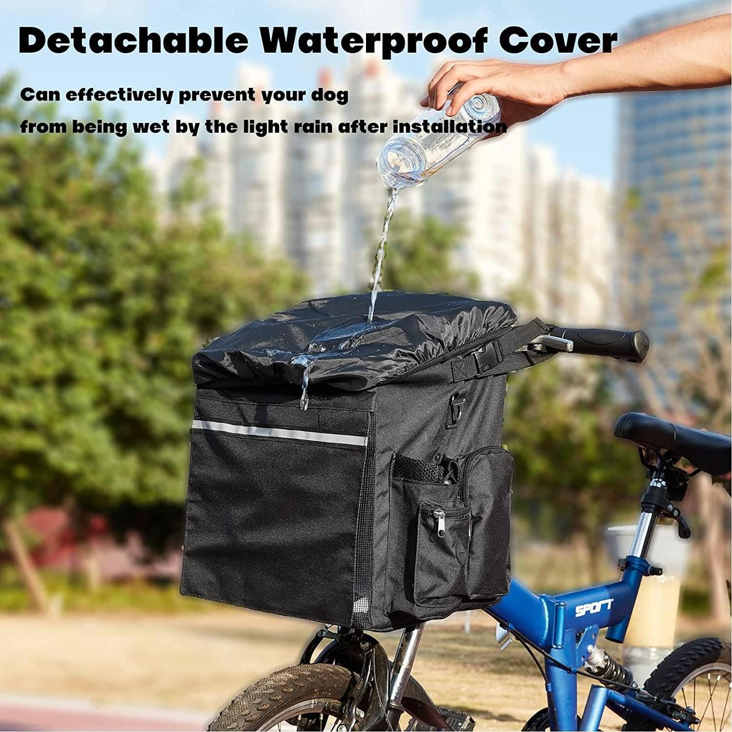 Pet Bicycle Carrier Waterproof Dog Bike Basket Bag with Pet Bike Basket Adjustable Pet Travel Bag Safe Dog Backpack Carrier