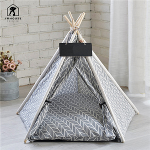 Pet Tent House Dog Bed Portable Removable Washable Teepee Puppy Cat Indoor Outdoor Kennels Cave with Cushion and Blackboard