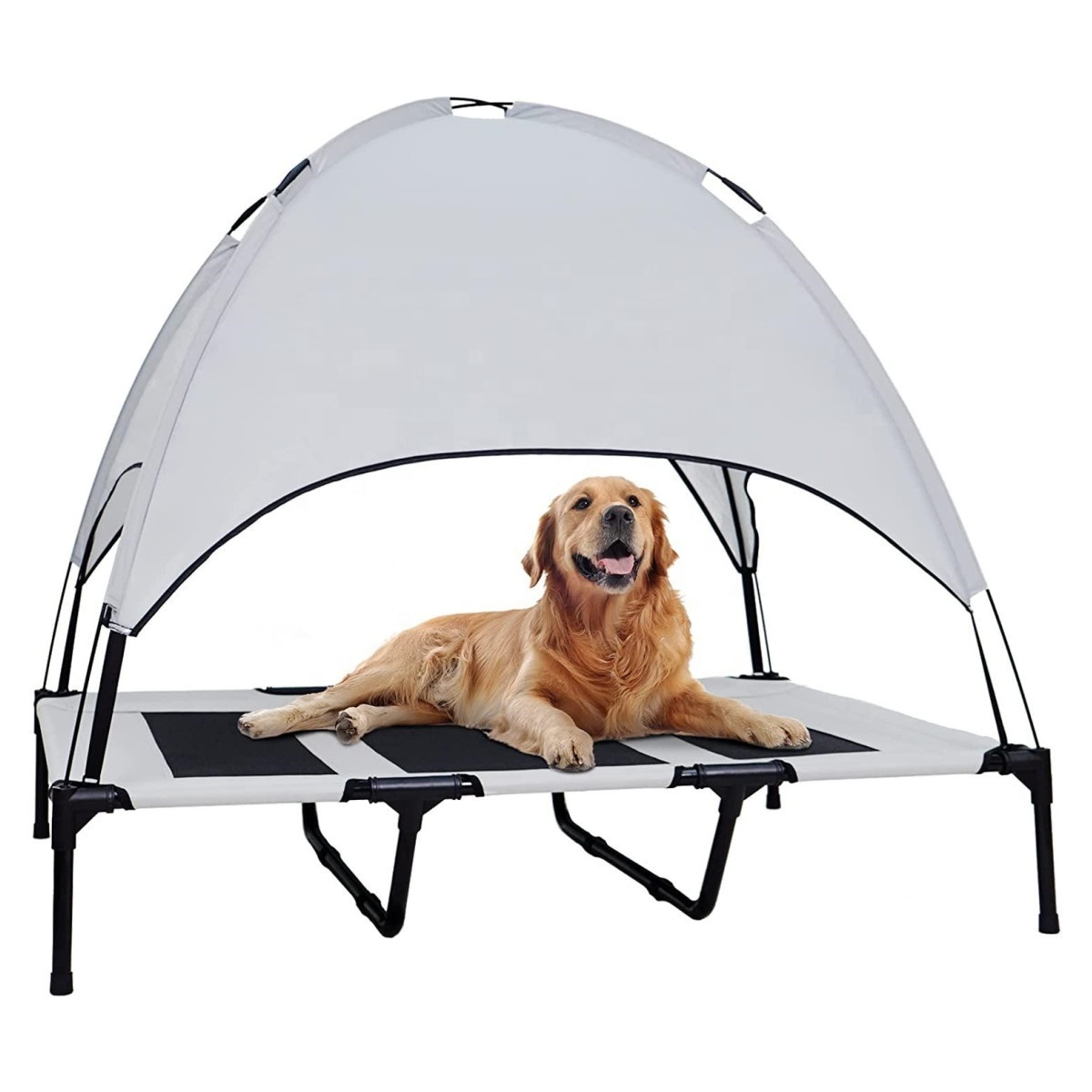 Elevated Dog Bed with Canopy for Raised Dog Cots Indoor Outdoor Pet Bed Portable Frame Dog Cooling Bed with Breathable