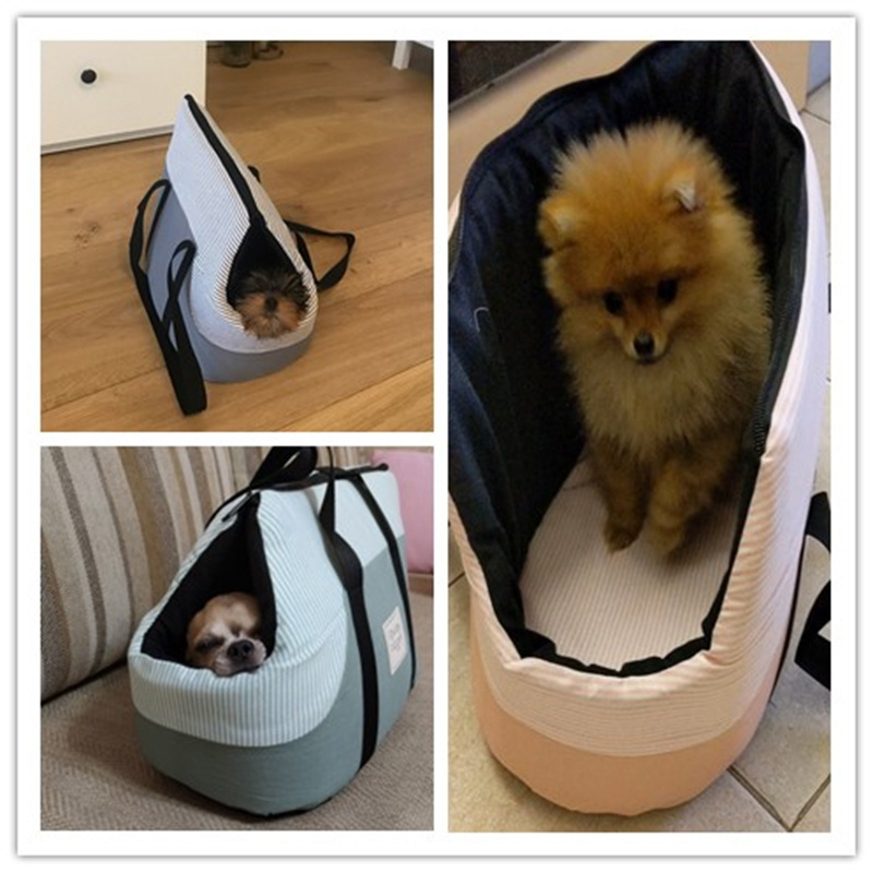 Foldable Travel Outdoor Dog Cat Carrier Bag Portable Breathable Striped Pet Handbag Puppy Tote Slings Front Bags All Seasons Pug