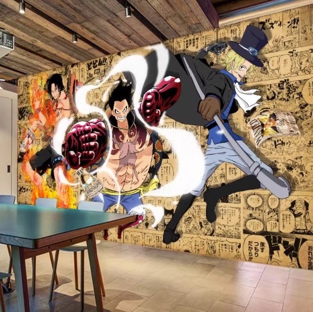 One Piece cartoon wall covering boy bedroom background wall fabric 3d animation wallpaper