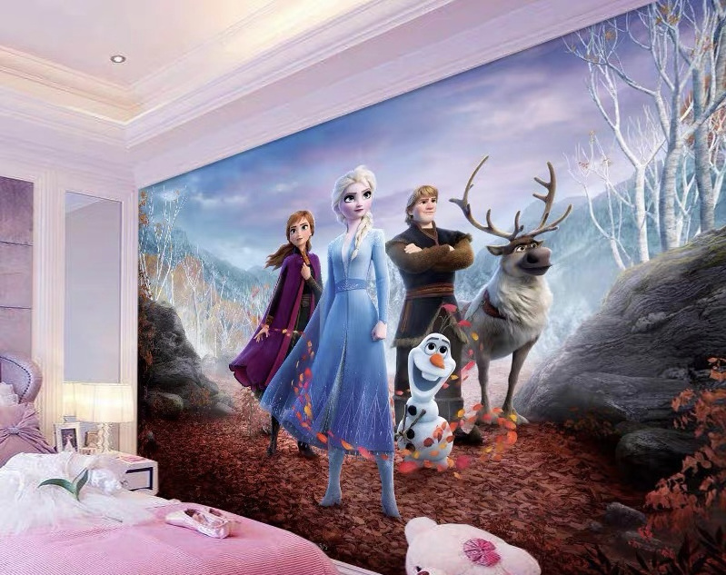 Princess wall background 3D children's room wallpaper girls cartoon wall decoration mural seamless wall  cloth