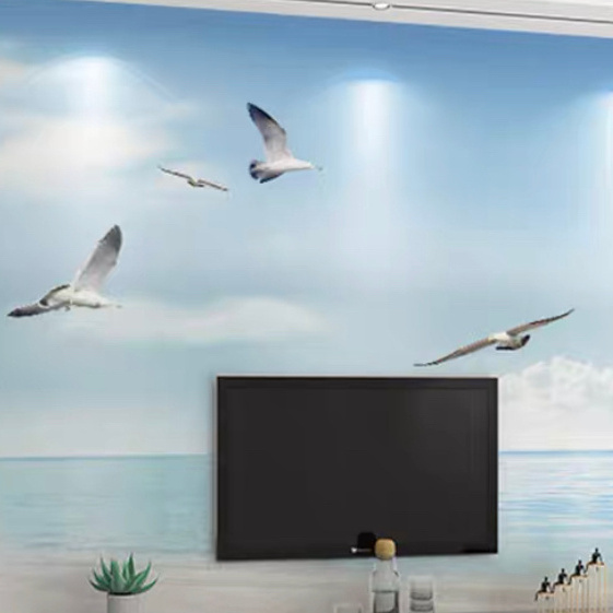 Modern simple wall cloth 3d TV wall background wallpaper stereoscopic ocean dream bedroom wall covering