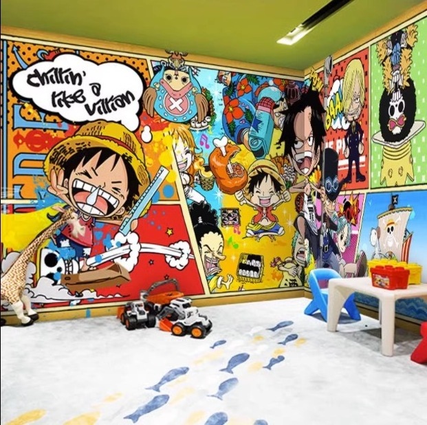 One Piece cartoon wall covering boy bedroom background wall fabric 3d animation wallpaper