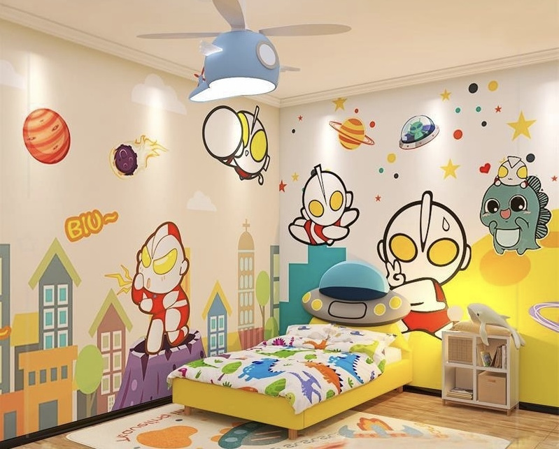 Cartoon 3d  anime Ultraman wallpaper children's room theme wall cloth boy bedroom background wall cloth