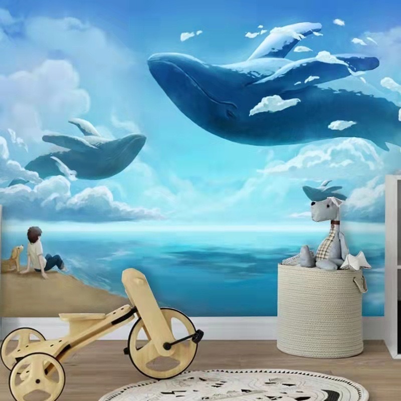 Modern 3d 5d 16d wall cloth children's room cartoon waterproof wallpaper children's baby bedroom decoration wall fabric