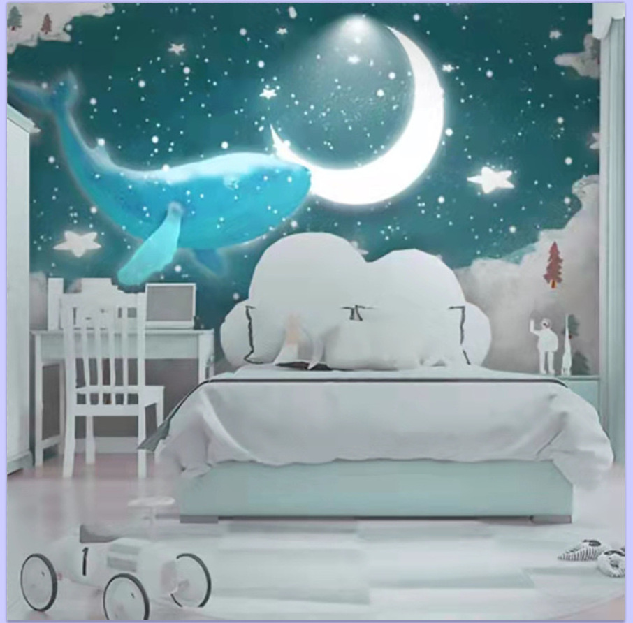 Modern 3d 5d 16d wall cloth children's room cartoon waterproof wallpaper children's baby bedroom decoration wall fabric