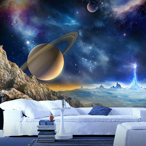 3D starry sky wallpaper dreamy space planet  theme ceiling mural children's room decoration luxury background wall cloth fabric