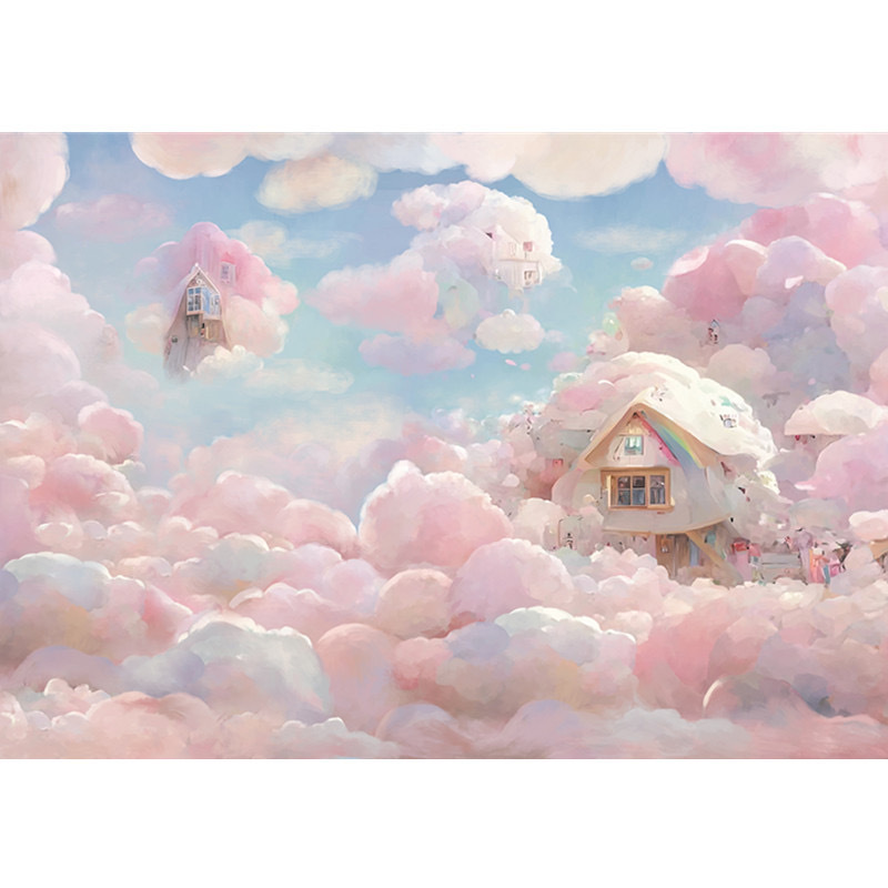 Pink theme fantasy princess wall cloth 3d 8d girls baby bedroom wall fabric bedside wall covering