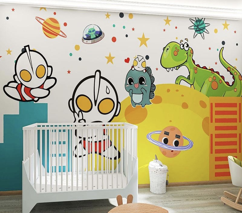 Cartoon 3d  anime Ultraman wallpaper children's room theme wall cloth boy bedroom background wall cloth